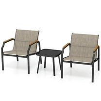 Yardi Yarda 3 Piece Outdoor Chair Set with Breathable Fabric Seat and Armrests, Patio Furniture Set for Outdoor as Yard, Brown