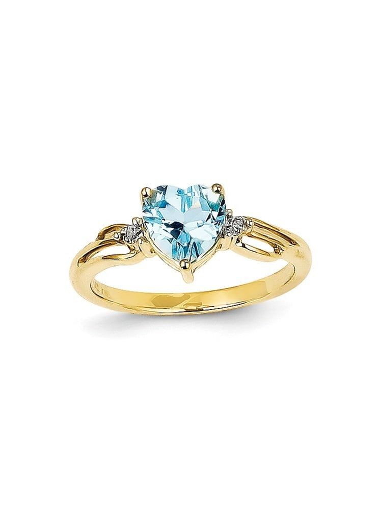 14k Diamond and Blue Topaz Heart Ring by Best Price Product