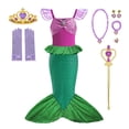 thumbnail image 3 of Vestido de la Sirenita Ariel para niña, conjunto de disfraz de sirena, ropa de fiesta de cumpleaños y Carnaval, 3 of 5