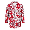 thumbnail image 6 of Hueook Summer Linen Shirts Shirts for Women Tee Shirt Collared Women's Fashion Spring/Summer Hawaiian Style Unstructured Printed Flared Collar Long Sleeve Shirt Red 5X, 6 of 6