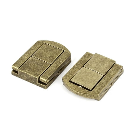 Unique Bargains Jewelry Box Chest Case Draw Spring Latch Bronze Tone 31mm x 24mm 2Pcs