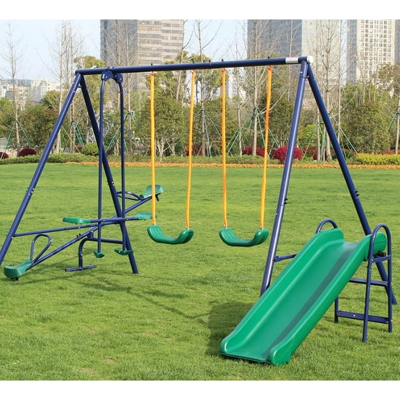 Metal Swing Set w/ Slide
