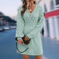 thumbnail image 5 of Aellinatey Women's long-sleeved V-neck solid color knit dress, 5 of 9