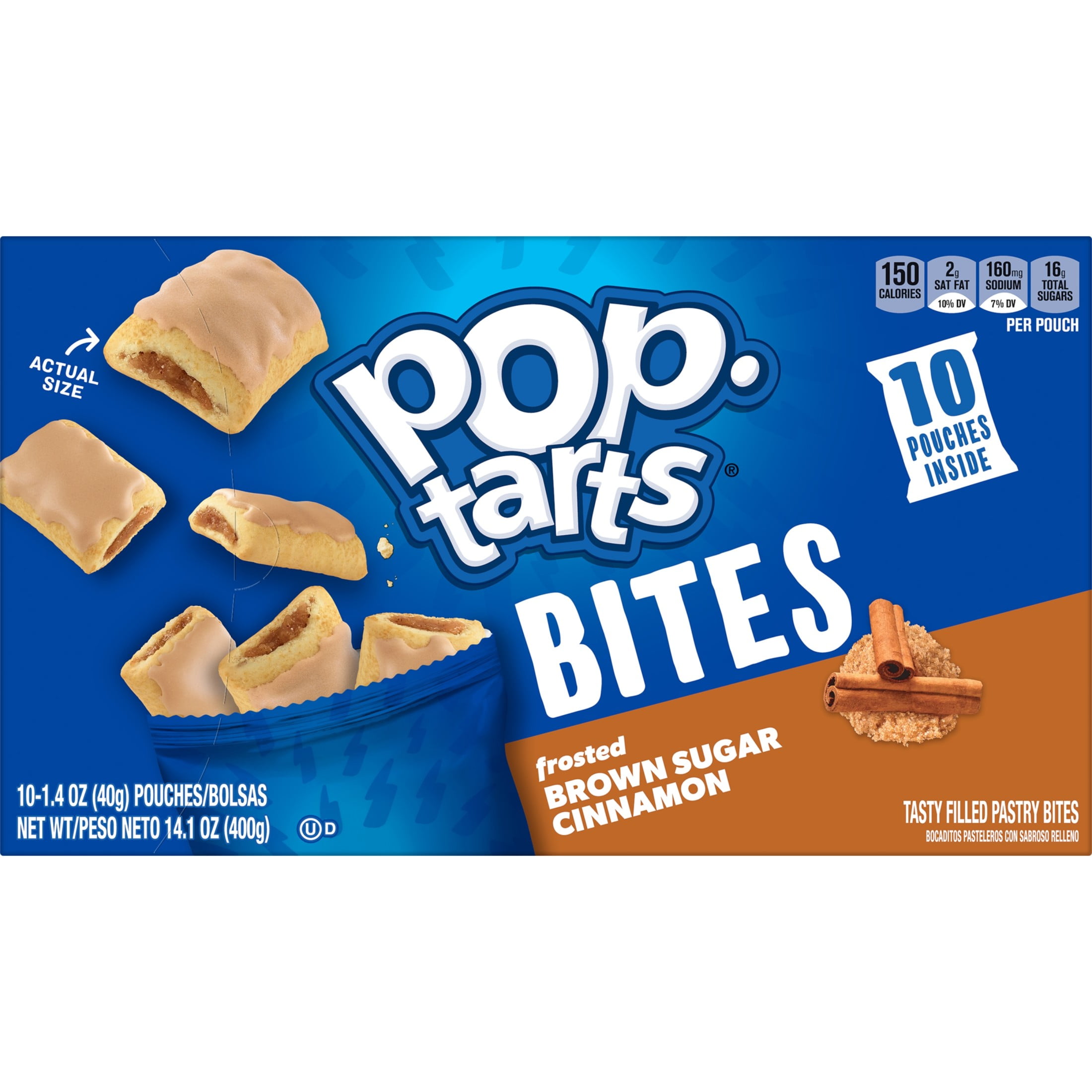 Pop-Tarts Frosted Brown Sugar Cinnamon Baked Pastry Bites, Kids Snacks, Shelf-Stable, 14.1 oz (10 Count)