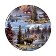 thumbnail image 1 of Moose Cabin Forest Woods Canoe Pattern Pinback Button Pin, 1 of 5