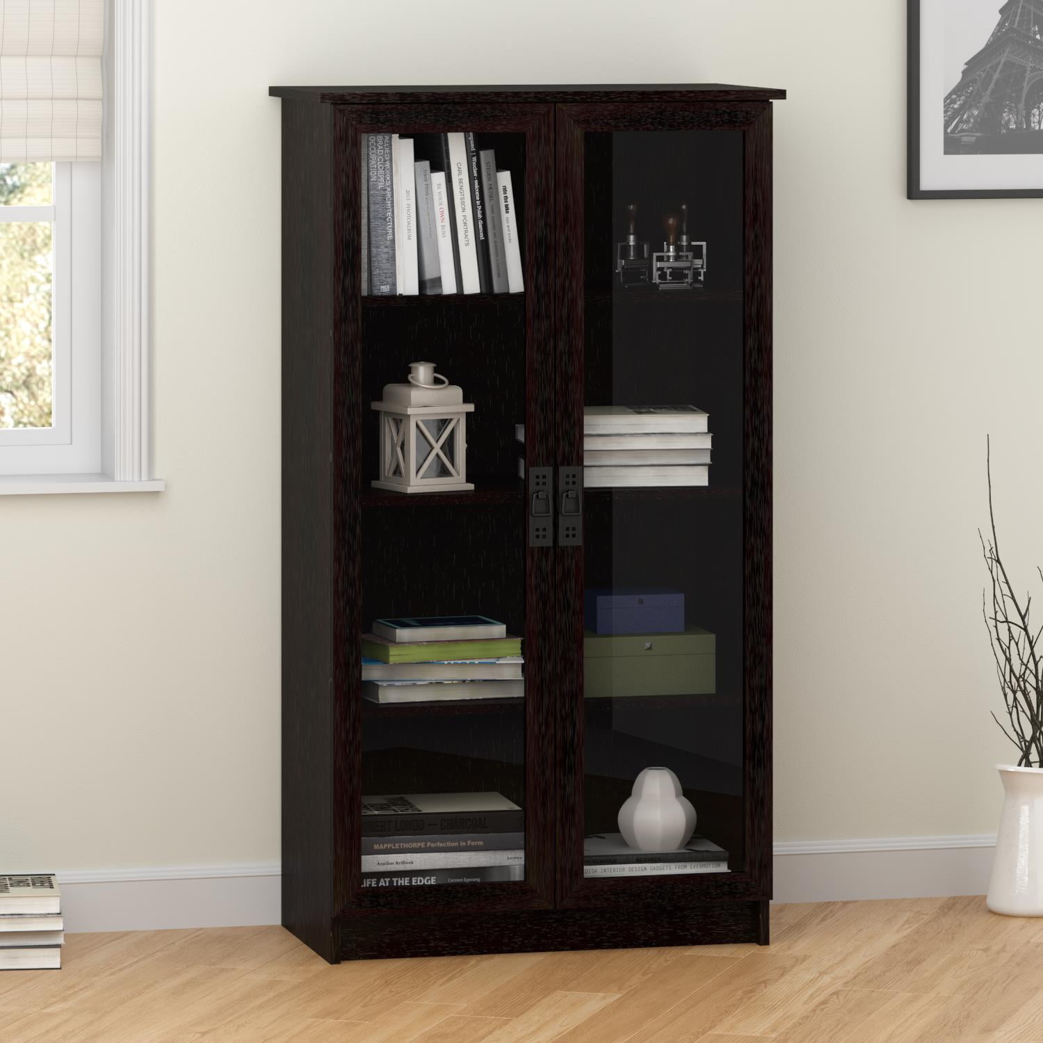 Ameriwood Home Quinton Point Bookcase  with Glass Doors  