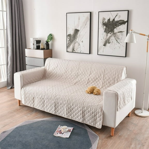 Zenithome Reversible Water Resistant Sofa Slipcover with Elastic Straps & Foam Sticks, Furniture Protector for Pets, 190x196cm Stretch Couch Cover
