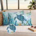 thumbnail image 3 of Teal Green Sea Turtle Outdoor Pillow Covers 20x12 Set of 2,Waterproof Patio Throw Pillowcase Protectors,Coastal Summer Beach Seaweed Lumbar Decorative Pillow Shams Cushion Covers for Seat Bed Couch, 3 of 8