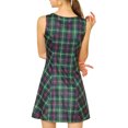 thumbnail image 3 of Allegra K Women's Round Neck Sleeveless Plaids Mini A Line Dress, 3 of 6
