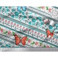 thumbnail image 3 of Soimoi Green Polyester Crepe Fabric Floral & Insect Patchwork Printed Fabric 1 Yard 42 Inch Wide, 3 of 3