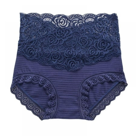 Womens Sexy Underwear Lace Panties High Waisted Plus Size Ladies Brief for Women 1-Pack
