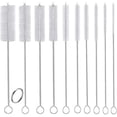 thumbnail image 1 of Straw Cleaner Brush Set 10 Piece Stainless Steel Long Straw Brush Nylon Pipe Tube Cleaner for Multiple Size Silicone Metal Straws, Test Tube Bottle, Teapot - White, 1 of 5