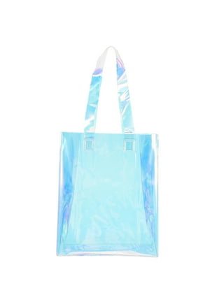 INHEMING Iridescent Clear Tote Bags, Fashion Holographic Clear Handbag for Beach, Large Transparent Stadium Concert Work Bag