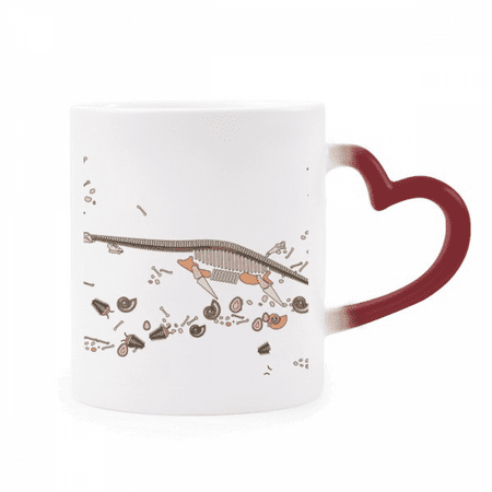 

Bones Black Miniature Dinosaur Heat Sensitive Mug Red Color Changing Stoneware Cup