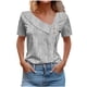thumbnail image 1 of Tops de Algodón para Mujeres Cuello en V Casual de Manga Corta, Imitación Algodón Primavera Y Blusa de Verano, 1 of 5