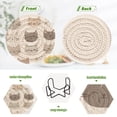 thumbnail image 4 of Yayeee 6 PCS Drink Coasters with Holder Set Woven Absorbent Round Tabletop Hot Pad, Light Gray Cat Pattern, 4 of 7