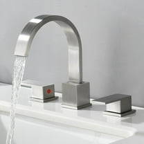 Widespread 8 Inch Brushed Nickel Bathroom Sink Faucet, Wate  all Nickel Stainless Steel Bathroom Faucet for Sink 3 Hole, Vanity Lavatory Sink Faucets with Drain & Water Hoses