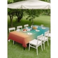 thumbnail image 4 of Outdoor Tablecloth with Umbrella Hole for Patio/Picnic/Party/Camping, Yellow Green Orange Ombre Waterproof Table Cloth Rectangle Table Cover Washable, Modern Art Abstract Aesthetics (52"x 70"), 4 of 8