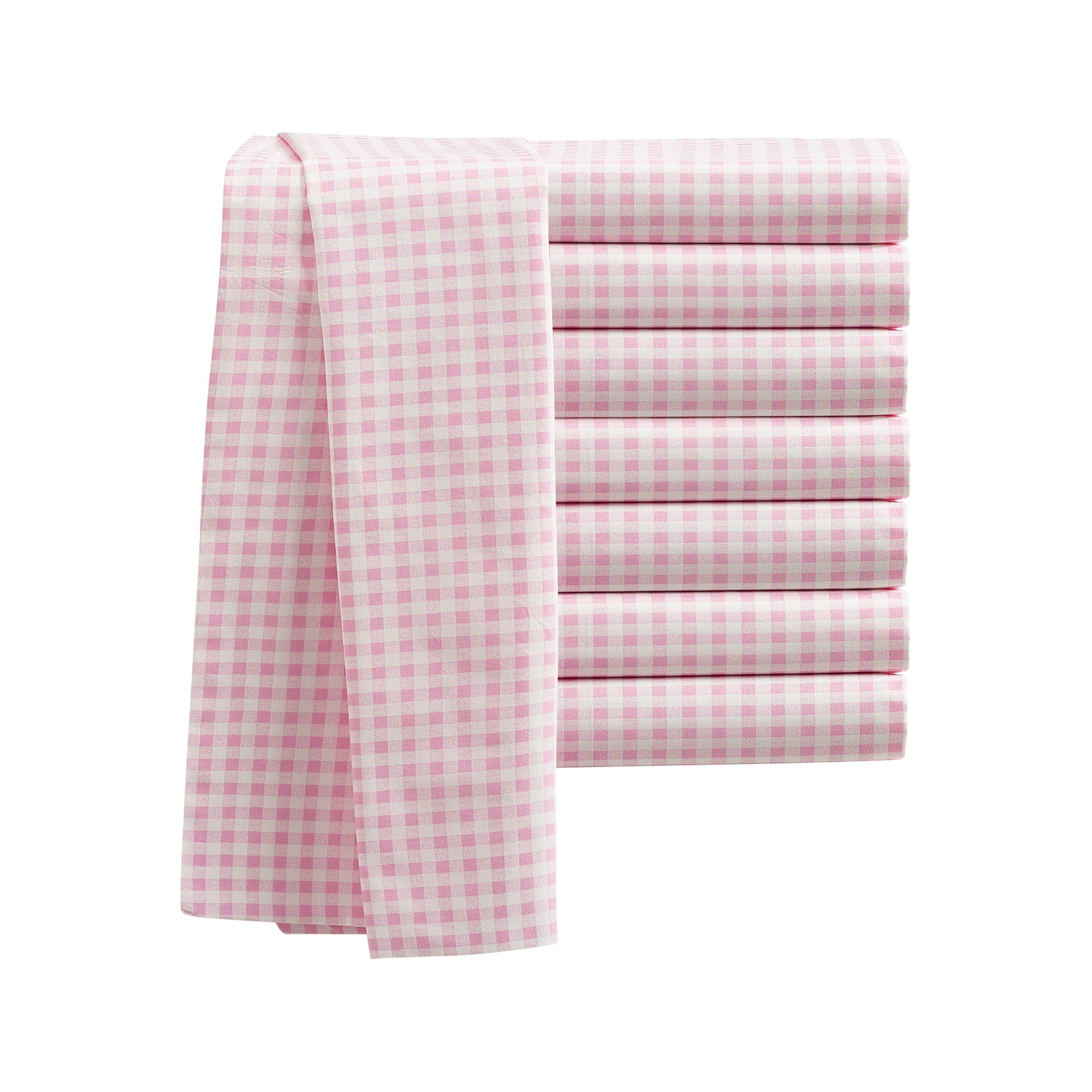 Laurel & Mayfair Gingham Printed 250tc 100% Cotton Percale Pink 4-Piece Sheet Set, Queen