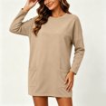 thumbnail image 6 of UKHCCC Dress for Women Loose Fit Long Sleeve Shift with Pockets Casual Flowy A-Line Midi Length Soft Cotton Solid Color Work Office Daily S-2XL, 6 of 9