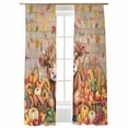 thumbnail image 7 of Sheer Curtains 84 inches Long 2 Panels Set Thanksgiving Highland Cow Fall Pumpkin Fruit Harvest Wood Tiers Sheers Rod Pocket Small Window Short Curtains for Kitchen Cafe, Each 52" W x 84" L, 7 of 7