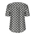 thumbnail image 5 of T Shirts for Women Plus Size Short Sleeved Polka Dot Round Neck Button Up Pleated T Shirt Top, 5 of 6
