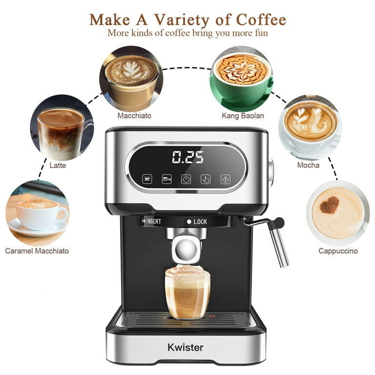 Kwister Espresso Machine 15 Bar Latte Cappuccino Maker with Frother New 