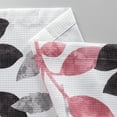thumbnail image 3 of Dainty Home Printed Waffle 3D Textured Waffle Weave Textured Leaves Designed Fabric Shower Curtain with 12 Roller Ball Hooks included 70" x 72" in Black/Pink, 3 of 7