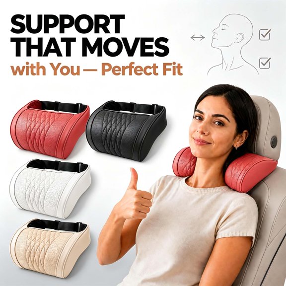 Universal Memory Foam Car Headrest Neck Pillow, Ergonomic Support Auto Neck Cushion for Long Road Trips _ 1pc Orange