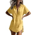 thumbnail image 2 of Holzkary Cotton Linen Tops for Women Side Split Curved Hem Beach Cover Up Dress Tunic Clothes Business Work Blouse Plus Size Shirt Going Out Tops Loose Fit Tops Stylish Tops Plain Office Blouse Flowy, 2 of 6