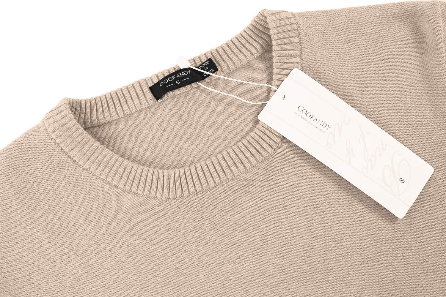 COOFANDY Men's Crew Neck Sweater Slim Fit Lightweight Sweatshirts Knitted Pullover for Casual Or Dressy Wear Camel