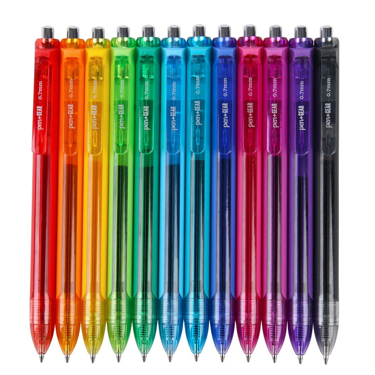 Pen+gear Retractable Gel Pens, Assorted Colors, 0.7mm, 12 Count