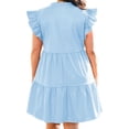 thumbnail image 5 of Plus Size Women V-neck Short Sleeve A Line Ruffle Mini Dress, 5 of 6