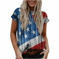 thumbnail image 2 of Lenago Hauts d'Été Grande Taille pour Femmes Mode Décontractée Blouse Ample Jour de l'Indépendance Impression Drapeau Col Rond T-Shirt Chemises Blouse Imprimée Tee Tenues du 4 Juillet pour Femmes, 2 of 9