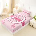 thumbnail image 4 of Manfei Cartoon Bow D Personalized Initial Polka Dots Twin Sheet Sets 3pcs for Kids Girls,Romantic Sweet Bow Knot Stripes Bedding,Breathable Home Decor, 4 of 5