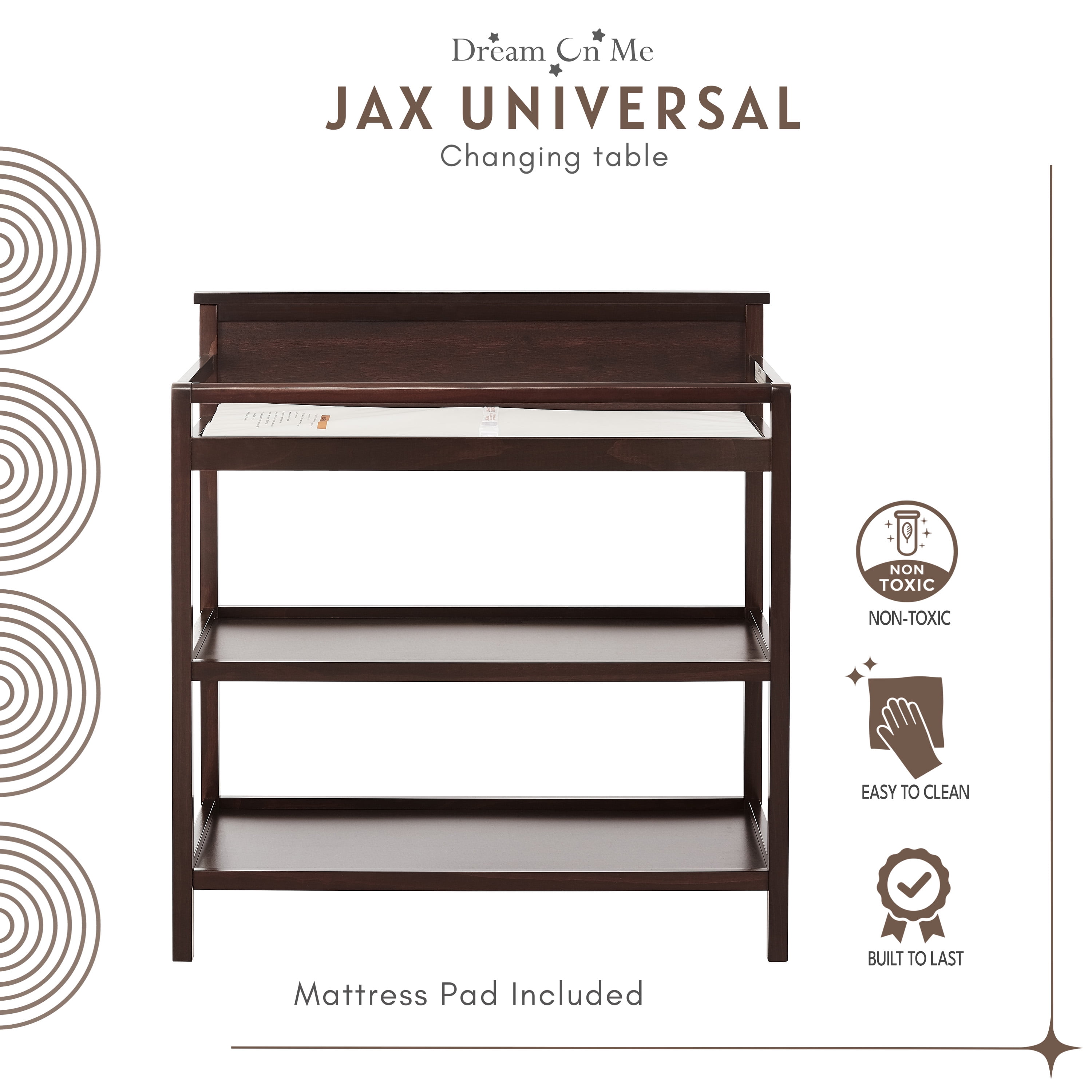 Dream On Me Jax Universal Changing Table - Espresso