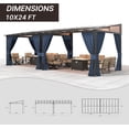 thumbnail image 2 of Gotland 10FTx24FT Outdoor Wall-Mounted Hardtop Pergola, Metal Frame Gazebo with Sloping Sun Panel Roof and Double Curtains for Patio, Garden, Lawn, Navy, 2 of 8