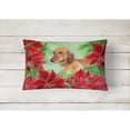 thumbnail image 2 of Dachshund Poinsettas Canvas Fabric Decorative Pillow, 2 of 3
