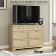 thumbnail image 3 of Brafabhome Rattan Dresser, Natural 7 Drawers Combo Double Dresser, Modern Wicker Chest for Bedroom Living Room Hallway | Beige, 3 of 6
