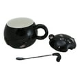 thumbnail image 6 of Whimsical Black Chubby Feline Kitty Cat Cup Mug With Lid And Stirring Spoon, 6 of 11