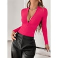 thumbnail image 3 of MOYIKO Mock Turtleneck for Women Zip up Long Sleeve Body Suits Womens Fitted Tight Tops, 3 of 7