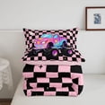 thumbnail image 5 of Manfei Cute Monster Truck Queen Comforter Set,Pink Checkboard Comforter Sets Queen,Pink Reversible,3pcs,1 Comforter and 2 Pillowcases, 5 of 7