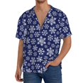 thumbnail image 1 of Fotbe Snowflakes On Dark Blue Camisa Estampada de Manga Corta para Hombre, Casual de Verano, Estilo Playero, Sin Arrugas-Large, 1 of 5