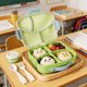 thumbnail image 4 of Caja de almuerzo Bento de microondas con utensilios – Recipiente compartimentado para almacenar alimentos, taza de salsa, sellos de silicona, lavavajillas, plástico, azul/morado/amarillo, 4 of 7