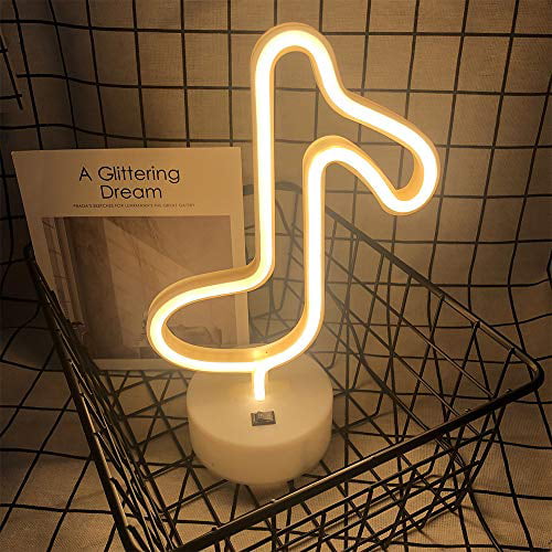 ENUOLI Musical Note Neon Signs LED Music Lights Wall Warm White