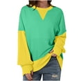 thumbnail image 6 of Women's Oversized Sweatshirts Tops 2024 Fall Winter Fashion Patchwork Blouses Color Block Long Sleeve Crew Neck Pullover Tops, 6 of 8