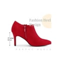 thumbnail image 4 of BLISSFUL STEP Women's Ankle Boots Flower Stiletto Heel Pointed Toe Faux Suede Zipper Booties Red 7.5, 4 of 6