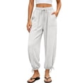 thumbnail image 2 of Favoffer Women's Yoga Jogger Pants Solid Color Elastic Waist Pocket Casual Sport Trousers Adjustable Cuff Bottom for Workout Running Outdoor, 2 of 8