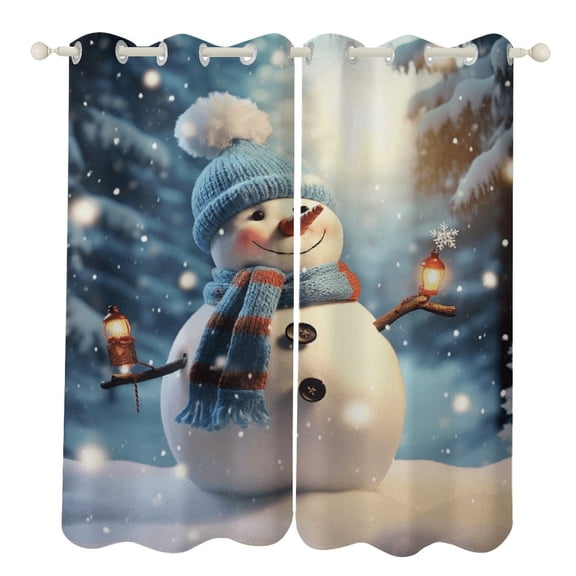 Merry Christmas Snowman Christmas Tree 2 Panels Curtains for Bedroom Living Room Drapes Kitchen Window Curtain Home Decor