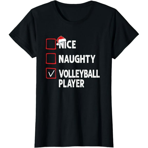 Nice Naughty Volleyball Player Boys Christmas Girls Funny T-Shirt